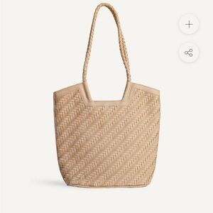 Woven Shoulder Tote in Natural Tan